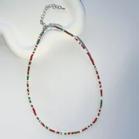 New Style Sweet Dopamine Small Rice-Shaped Beads Beaded Necklace Girly Style Rainbow Color Glass Beads Necklace Wholesale Women sku image 33