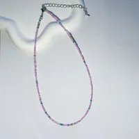 New Style Sweet Dopamine Small Rice-Shaped Beads Beaded Necklace Girly Style Rainbow Color Glass Beads Necklace Wholesale Women sku image 35