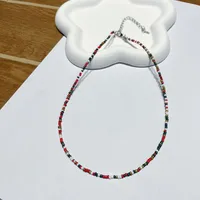 New Style Sweet Dopamine Small Rice-Shaped Beads Beaded Necklace Girly Style Rainbow Color Glass Beads Necklace Wholesale Women sku image 37