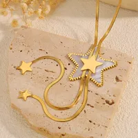 Star Style Classique Acier Au Titane Collier En Y Placage Fermeture À Boucle De Type Homard main image 6