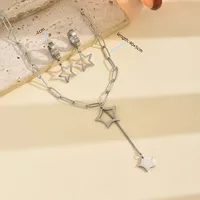 Elegante Estilo Vintage Señora Acero Inoxidable 304 Pentagrama Chapados En Oro De 18K Mujeres Conjunto De Joyas main image 4