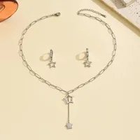Elegant Vintage Style Lady 304 Stainless Steel Pentagram 18K Gold Plated Women's Jewelry Set sku image 2
