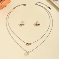 Elegant Vintage Style Lady 304 Stainless Steel Pentagram 18K Gold Plated Women's Jewelry Set sku image 3