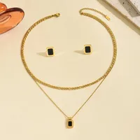 Elegant Vintage Style Lady 304 Stainless Steel Pentagram 18K Gold Plated Women's Jewelry Set sku image 4