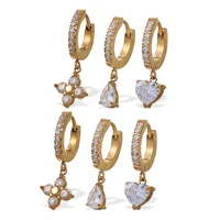 1 Pair Four Leaf Clover Water Droplets Heart Shape Glam Luxurious Lady 304 Stainless Steel Earrings main image 5