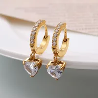 1 Pair Four Leaf Clover Water Droplets Heart Shape Glam Luxurious Lady 304 Stainless Steel Earrings main image 2