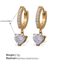 1 Pair Four Leaf Clover Water Droplets Heart Shape Glam Luxurious Lady 304 Stainless Steel Earrings sku image 1