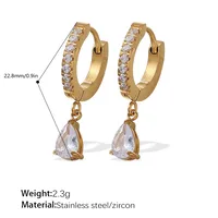 1 Pair Four Leaf Clover Water Droplets Heart Shape Glam Luxurious Lady 304 Stainless Steel Earrings sku image 2