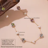 Irrégulier Coloré Forme De Cœur Style Vintage Style Classique Vêtement De Rue Acier Inoxydable 304 Plaqué Or 18K Collier Perlé Fermeture À Boucle De Type Homard main image 2
