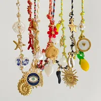 Tortue Géométrique Étoile De Mer Décontractée Plage Commuer Perle D'Imitation Acier Inoxydable 304 Plaqué Or 18K Collier Multi-breloques Époxy Placage Incruster main image 2