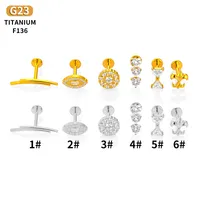 1 Piece Titanium Alloy Casual Simple Style Commute Heart Shape Zircon 14K Gold Plated Polishing Plating Lip Rings Ear Cartilage Rings & Studs Nose Rings & Studs main image 4