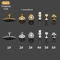 1 Piece Titanium Alloy Casual Simple Style Commute Heart Shape Zircon 14K Gold Plated Polishing Plating Lip Rings Ear Cartilage Rings & Studs Nose Rings & Studs main image 2