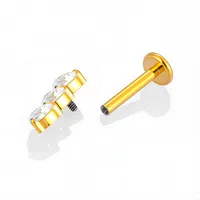 1 Piece Titanium Alloy Casual Simple Style Commute Heart Shape Zircon 14K Gold Plated Polishing Plating Lip Rings Ear Cartilage Rings & Studs Nose Rings & Studs main image 3