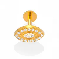 1 Piece Titanium Alloy Casual Simple Style Commute Heart Shape Zircon 14K Gold Plated Polishing Plating Lip Rings Ear Cartilage Rings & Studs Nose Rings & Studs sku image 10