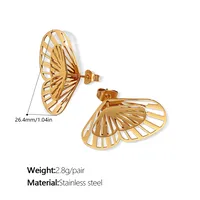 1 Pair Butterfly Glam Hip-Hop Luxurious 304 Stainless Steel Ear Studs sku image 1