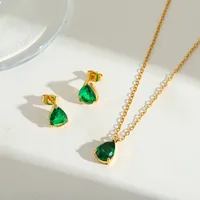 Décontractée Mignon Style Simple Acier Inoxydable 304 Forme De Cœur Placage Incruster Zircon Plaqué Or 18K La Saint-Valentin Femmes Ensemble De Bijoux main image 3