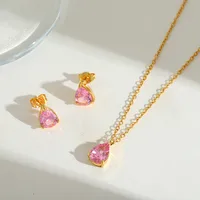 Décontractée Mignon Style Simple Acier Inoxydable 304 Forme De Cœur Placage Incruster Zircon Plaqué Or 18K La Saint-Valentin Femmes Ensemble De Bijoux main image 4