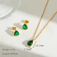 Casual Cute Simple Style 304 Stainless Steel Heart Shape Plating Inlay Zircon 18K Gold Plated Valentine'S Day Women's Jewelry Set sku image 1