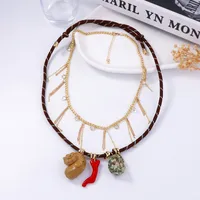 Geometric Ethnic Style Resin Rope Pendant Necklace Wholesale sku image 1