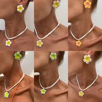 Dulce Acrílico Terciopelo Coreano Flor Mujeres Conjunto De Joyas main image 1