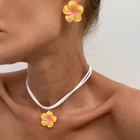Sweet Acrylic New Velvet Flower Women's Jewelry Set sku image 1