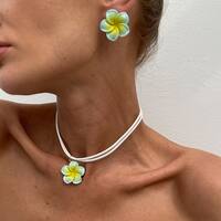 Dulce Acrílico Terciopelo Coreano Flor Mujeres Conjunto De Joyas main image 3