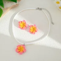 Sweet Acrylic New Velvet Flower Women's Jewelry Set sku image 3