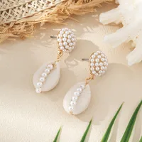 1 Pair Conch Marine Style Shell Drop Earrings sku image 1