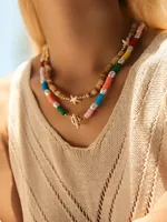 Starfish Marine Style Imitation Pearl Copper Zinc Alloy Necklace Wholesale sku image 1