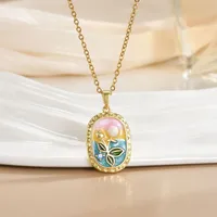 Fleur Femme Le Cuivre Pendentif Placage Fermeture À Boucle De Type Homard main image 3