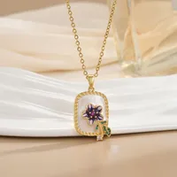 Fleur Femme Le Cuivre Pendentif Placage Fermeture À Boucle De Type Homard main image 4