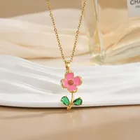 Flower Lady Copper Pendant Necklace Plating Lobster Trigger Clasp Closure sku image 4