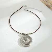 Starfish Conch Marine Style Alloy Leather Rope Iron Pendant Necklace Wholesale main image 4