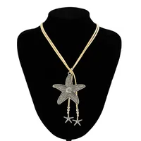 Starfish Conch Marine Style Alloy Leather Rope Iron Pendant Necklace Wholesale main image 3