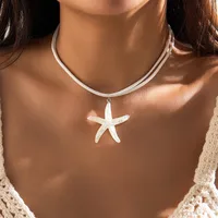 Starfish Conch Marine Style Alloy Leather Rope Iron Pendant Necklace Wholesale sku image 3