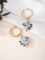 1 Pair Fish Cute Ceramics Drop Earrings sku image 1