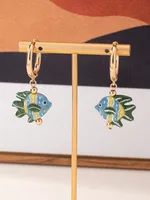 1 Pair Fish Cute Ceramics Drop Earrings sku image 3