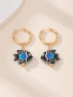 1 Pair Fish Cute Ceramics Drop Earrings sku image 4