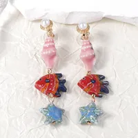 1 Pair Fish Cute Ceramics Drop Earrings main image 1