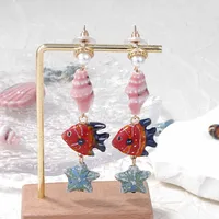 1 Pair Fish Cute Ceramics Drop Earrings sku image 1