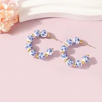 1 Paire Géométrique Rétro Style Classique Céramique Boucles D'Oreilles main image 3