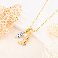 Boots Chinoiserie Retro Titanium Steel Pendant Necklace Plating OT Clasp Toggle Clasp Closure main image 3