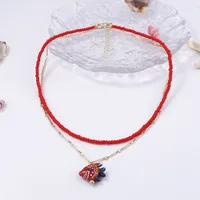 Fish Cute Seed Bead Ceramics Pendant Necklace Wholesale sku image 1