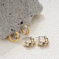 1 Paire Géométrique Style Classique Commuer Le Cuivre Métal Mixte Placage Des Boucles D'Oreilles Boucles D'Oreilles main image 1