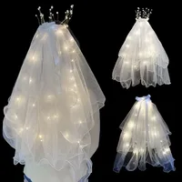 Girl'S Crown Bow Knot Sweet Gauze Birdcage Veils main image 1