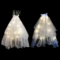 Filles Couronne Noeud D'Arc Sucré Gaze Voiles De Cage À Oiseaux main image 3