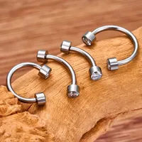 1 Piece Titanium Alloy Punk Modern Style Classic Style C- Shaped Rod Curved Rod Zircon Inlay Eyebrow Studs Ear Cartilage Rings & Studs Nose Ring main image 3