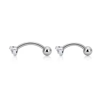 1 Piece Titanium Alloy Punk Modern Style Classic Style C Rod Curved Rod Zircon Inlay Eyebrow Studs Ear Cartilage Rings & Studs Nose Ring main image 6