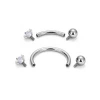 1 Piece Titanium Alloy Punk Modern Style Classic Style C Rod Curved Rod Zircon Inlay Eyebrow Studs Ear Cartilage Rings & Studs Nose Ring main image 3