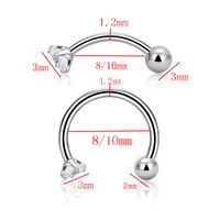 1 Piece Titanium Alloy Punk Modern Style Classic Style C Rod Curved Rod Zircon Inlay Eyebrow Studs Ear Cartilage Rings & Studs Nose Ring main image 8